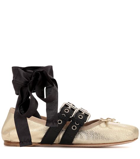 miu miu shoes ballerinas|leather ballerina shoes.